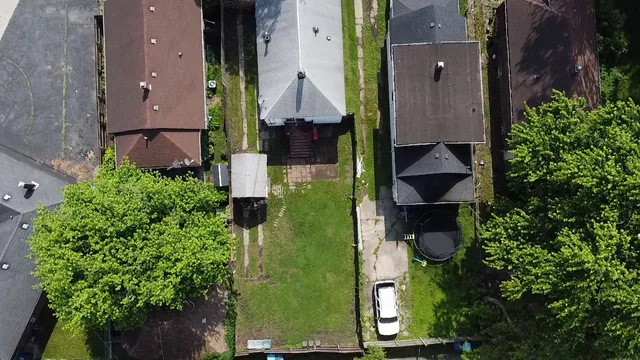 an aerial view of a house