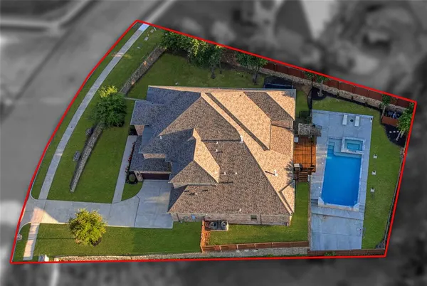 an aerial view of a house