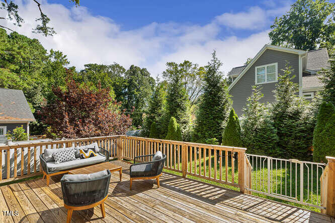 3012 Shenandoah Avenue Durham, NC 27704 - Photo 42 of 50 a view of a roof deck with wooden floor and outdoor seating