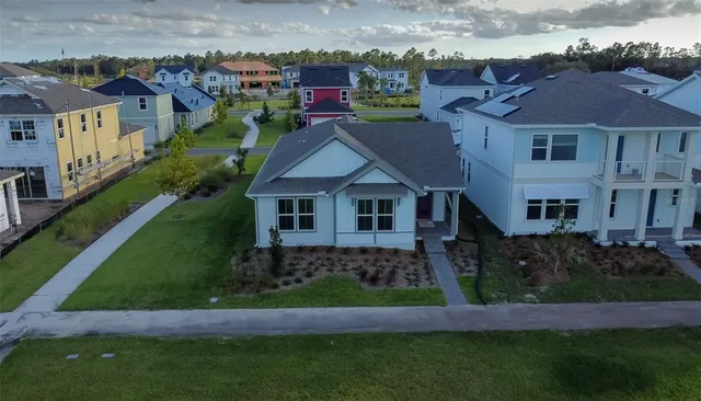 an aerial view of a house