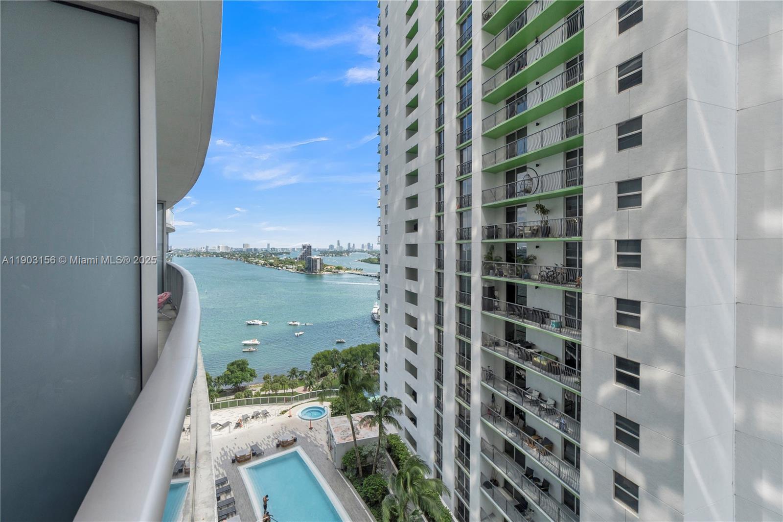 488 Northeast 18th Street, Unit 2104 Miami, FL 33132 - Photo 26 of 44 a view of a balcony with an ocean view