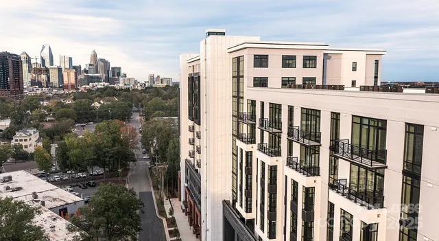 a view of a building from a city view
