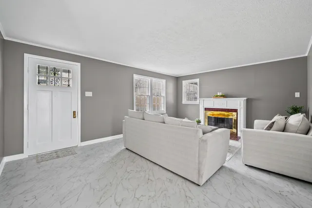 a hallway with a outdoor space