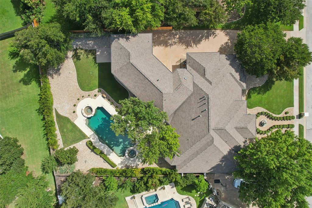 Drone / aerial view of a pool area