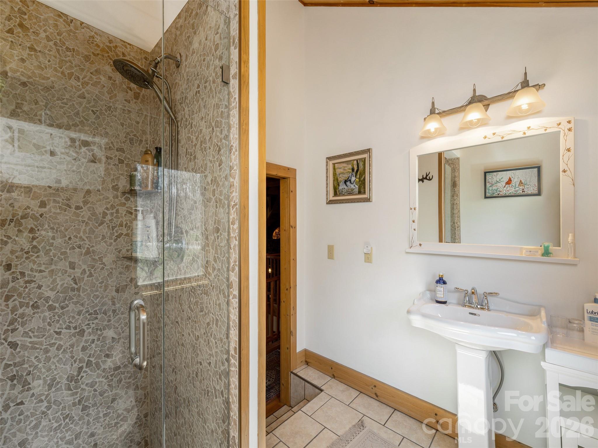 622 Oleta Road Hendersonville, NC 28792 - Photo 35 of 48 a bathroom with a sink and a mirror