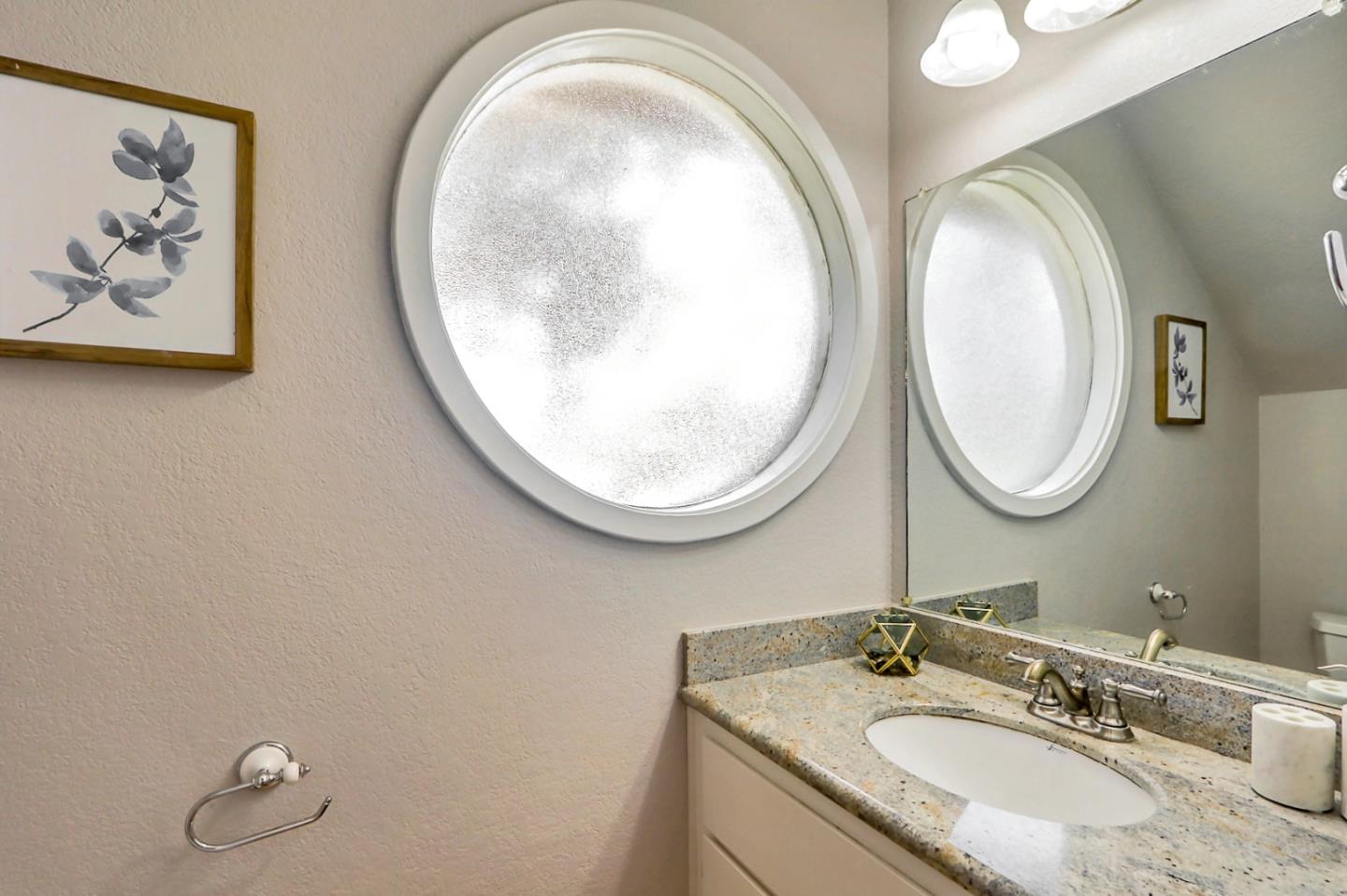 191 Redding Road Campbell, CA 95008 - Photo 14 of 37 a bathroom with a granite countertop and a mirror