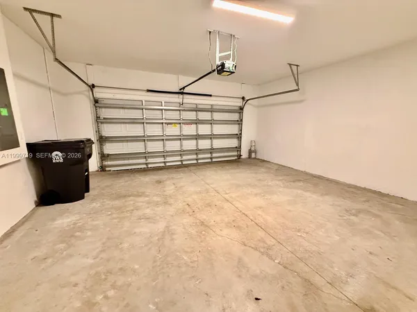 a view of a garage with furniture
