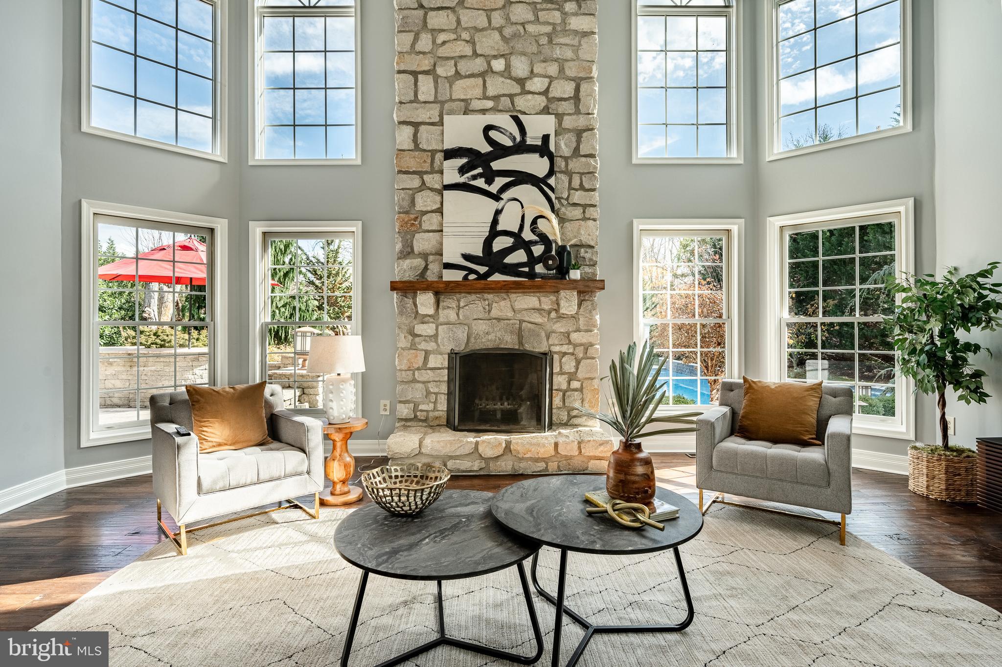 124 Annabel Road North Wales, PA 19454 - Photo 33 of 67 Stone Fireplace Flanked with windows