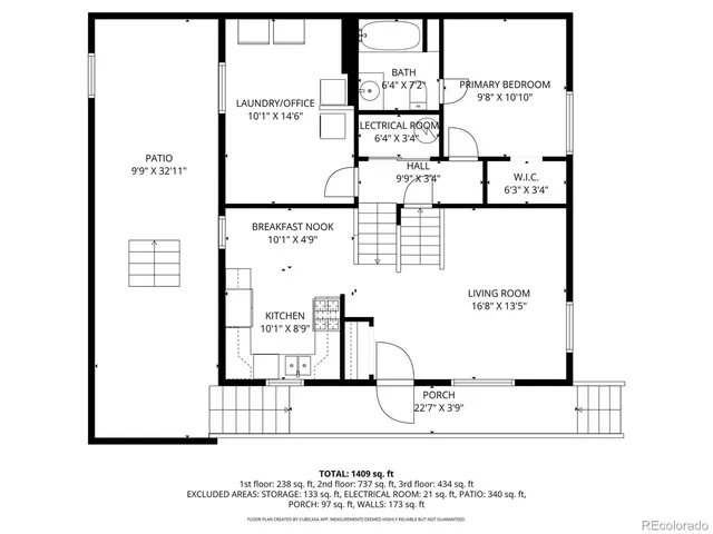 a view of balcony with wooden floor