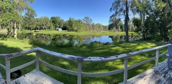 a view of a wooden bridge