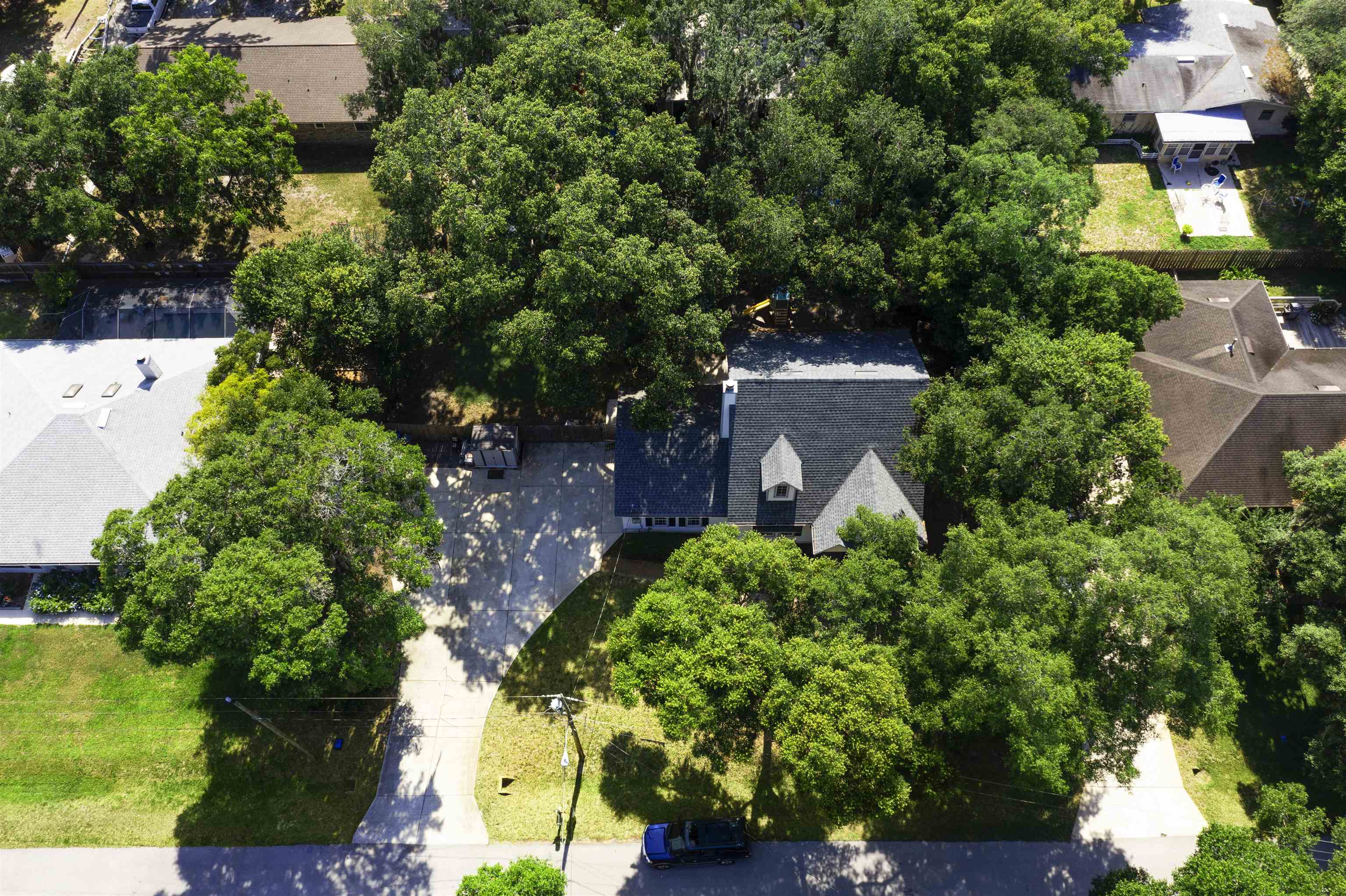 246 Mimosa Road St. Augustine, FL 32086 - Photo 9 of 45 an aerial view of a house with a yard and large trees