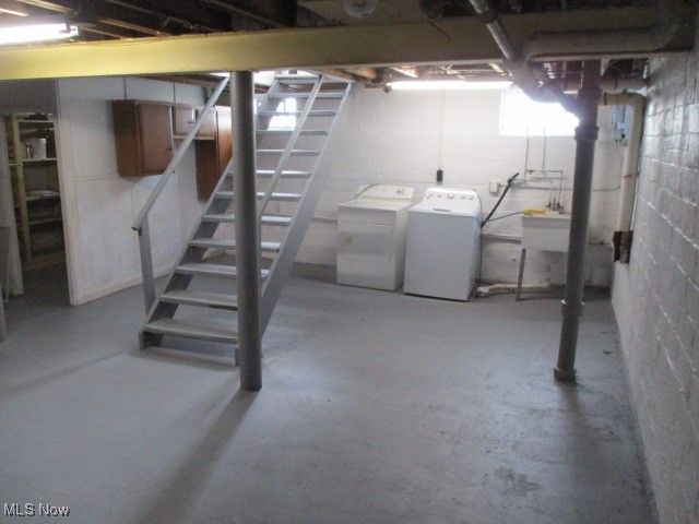 3703 Bainbridge Road Cleveland Heights, OH 44118 - Photo 14 of 16 Basement with stairway and separate washer and dryer