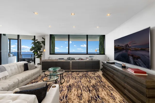 a living room with furniture