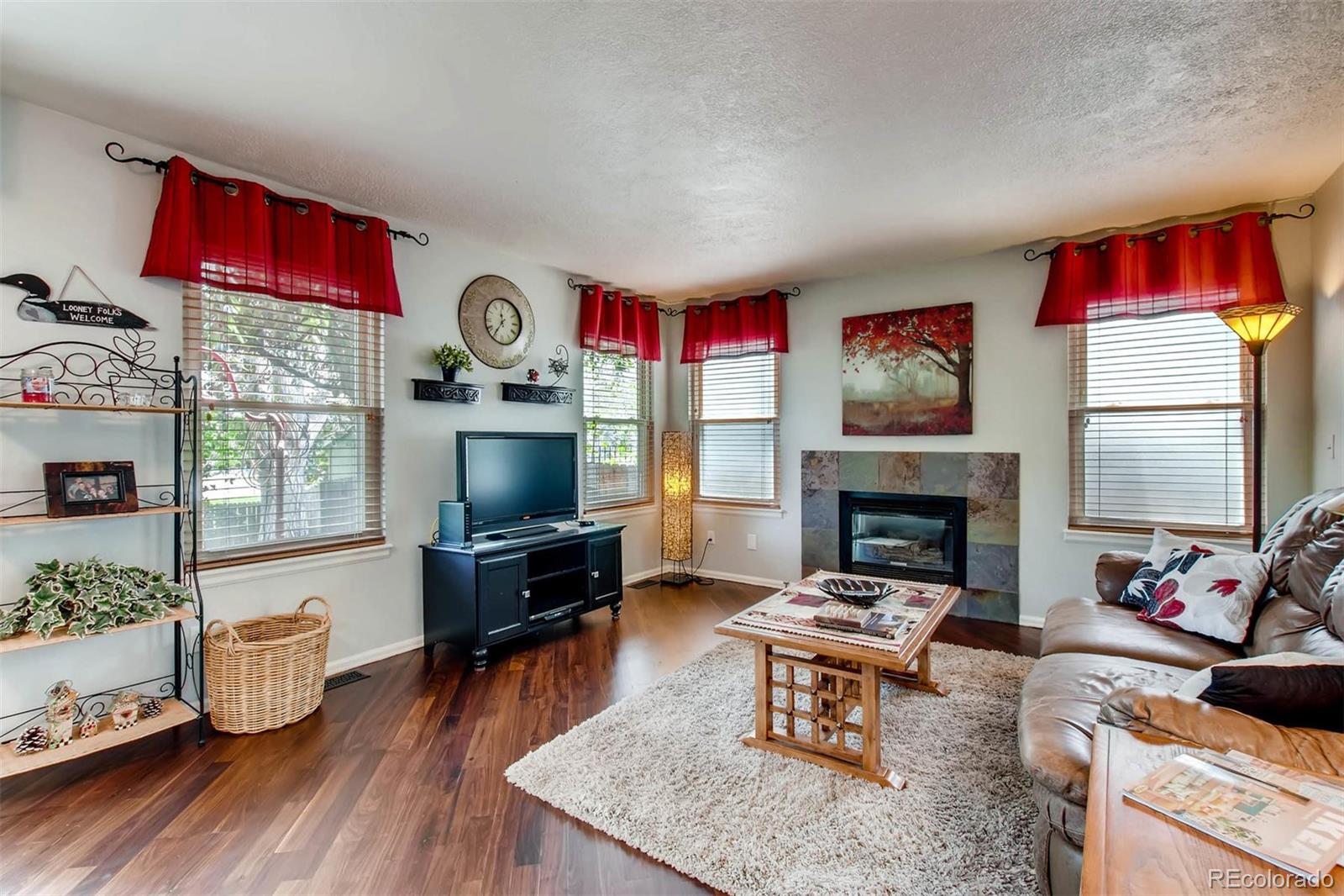 13360 Cherry Circle Thornton, CO 80241 - Photo 12 of 26 a living room with furniture fireplace and flat screen tv