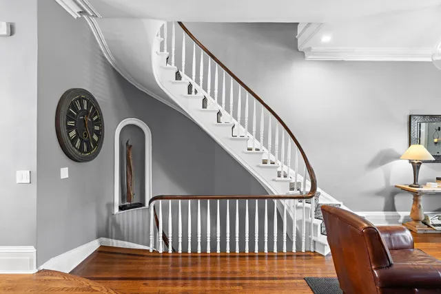 a view of entryway with wooden floor