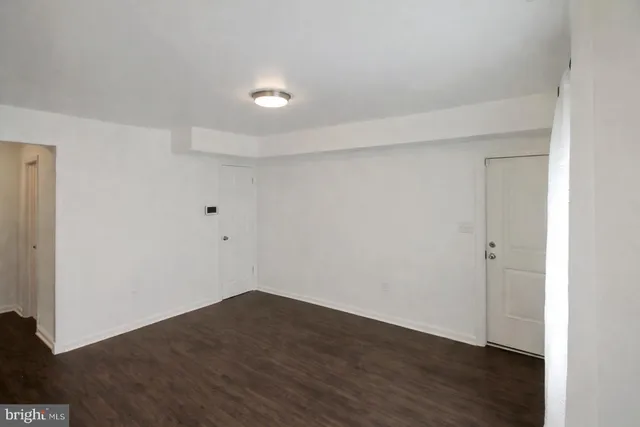 a view of small space with wooden floor