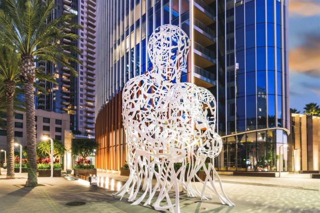 front view of a building with a street