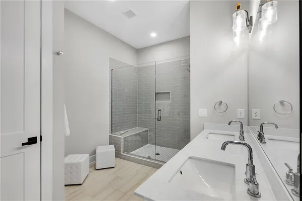 a kitchen with a sink and cabinets