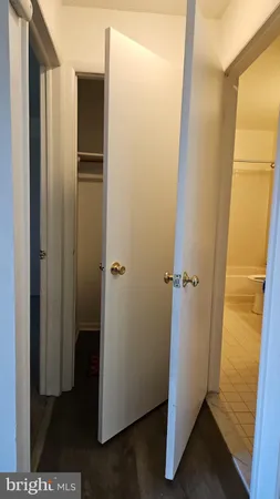a view of small space with racks on the wall