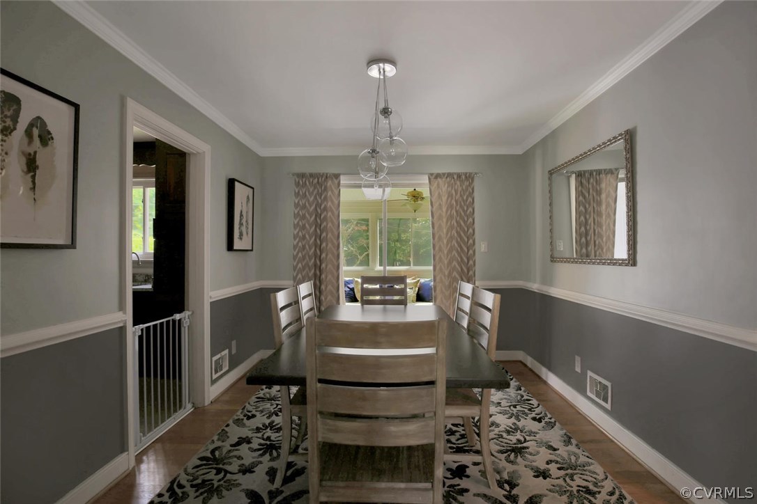 Dining room from living room, sliding glass doors