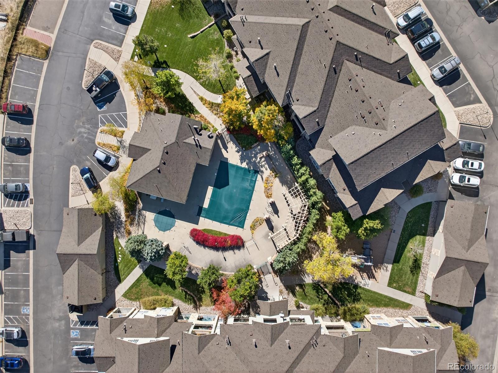 18611 Stroh Road, Unit 5203 Parker, CO 80134 - Photo 22 of 24 an aerial view of a house with a yard and a fountain