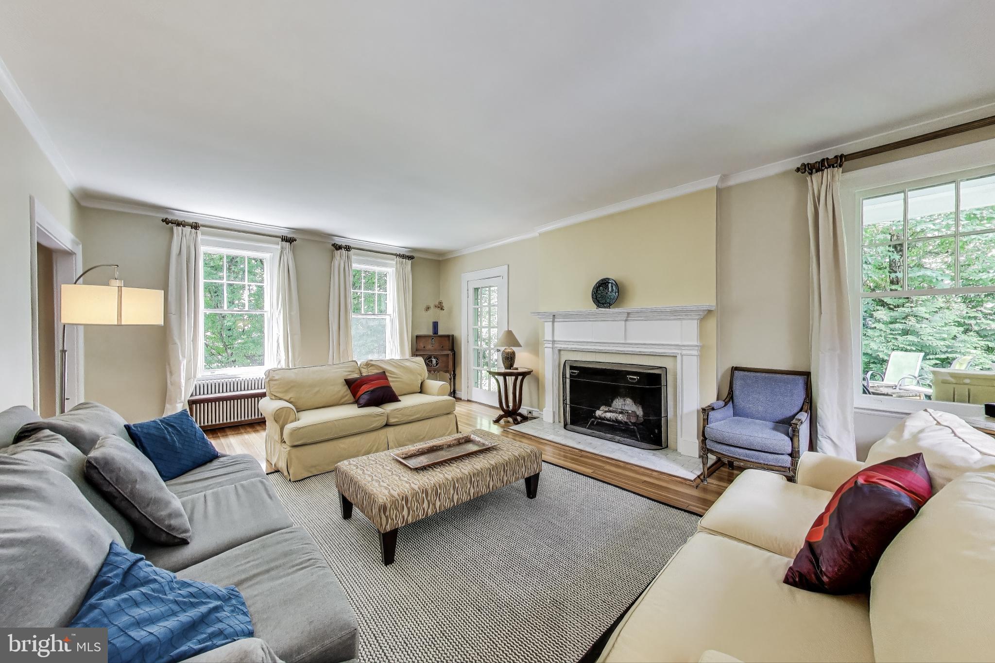Living Room with Cozy Wood-Burning Fireplace