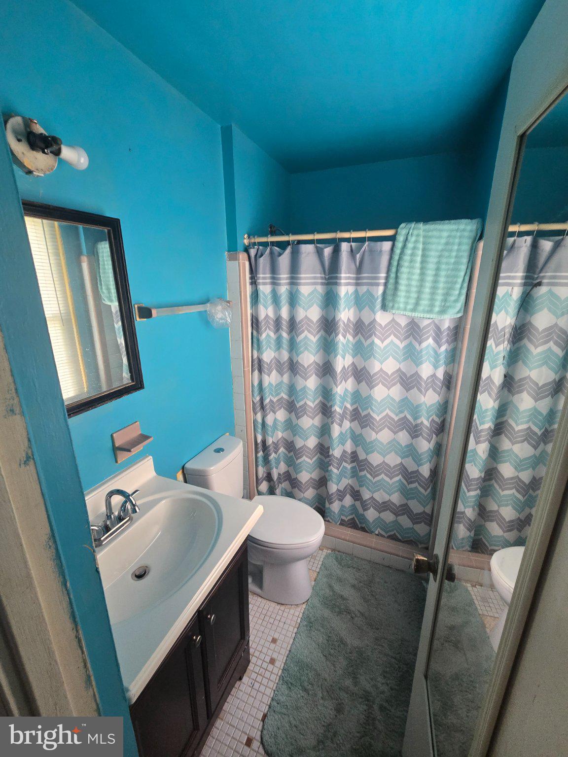 9401 Pine View Lane Clinton, MD 20735 - Photo 11 of 15 a bathroom with a sink a toilet and shower curtain