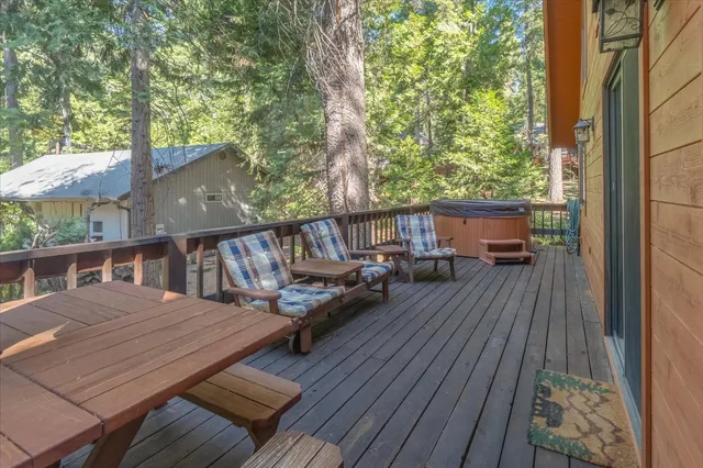 a backyard of a house with seating space