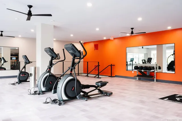 a view of a room with gym equipment