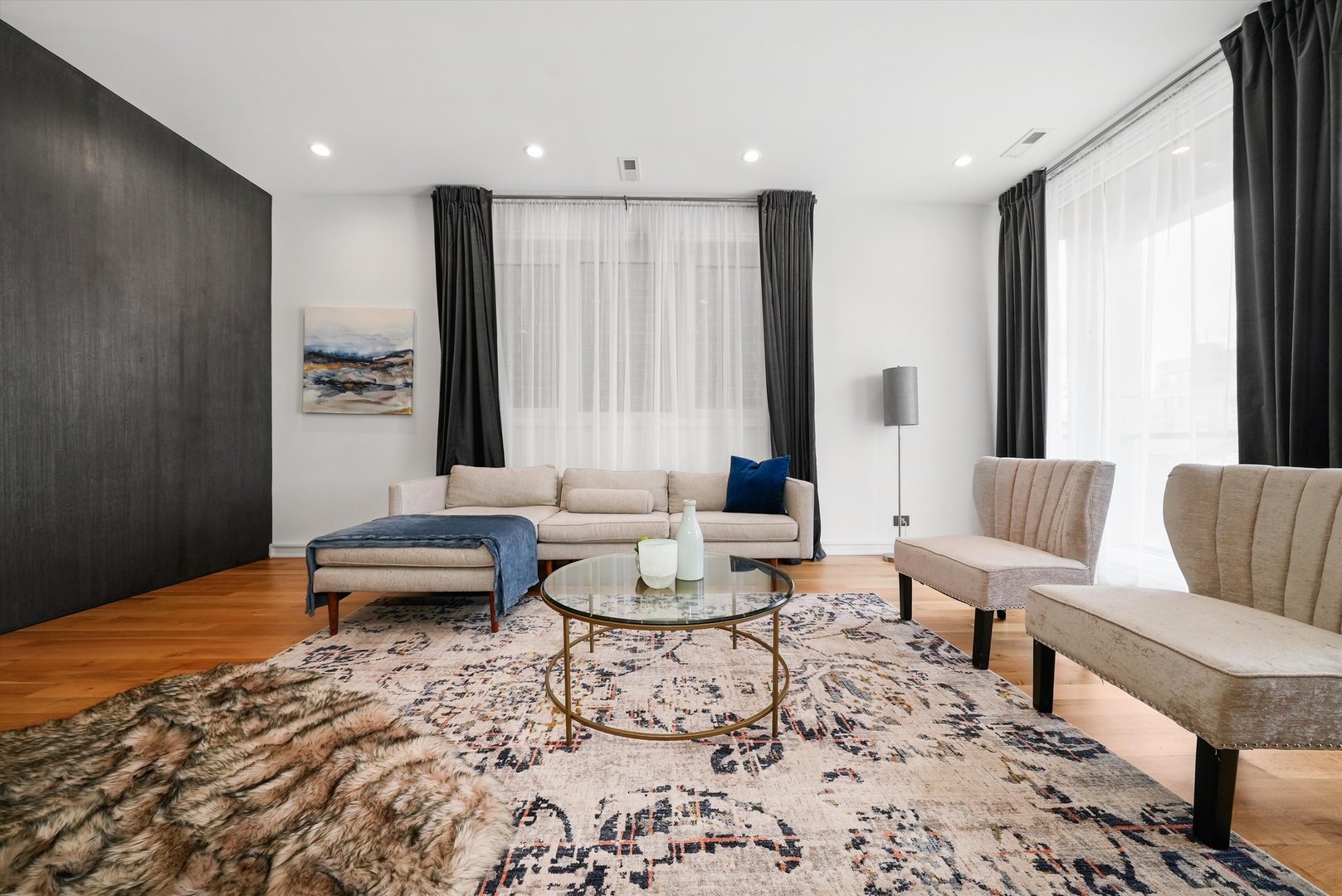 1605 West Ohio Street, Unit 2 Chicago, IL 60622 - Photo 14 of 38 a living room with furniture and a wooden floor