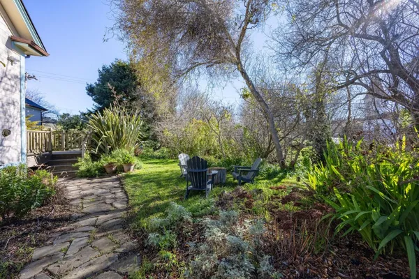 a backyard of a house with lots of green space
