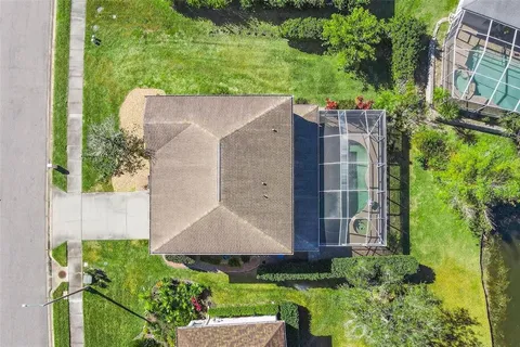 an aerial view of a house