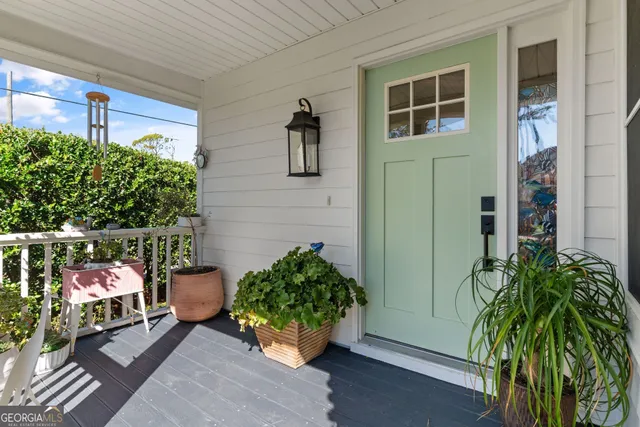 a backyard of a house with seating space