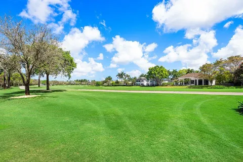 a view of field with trees in the background