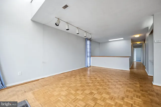 an empty room with closet