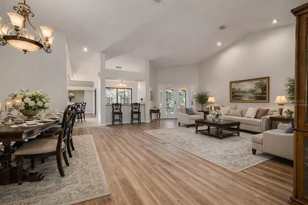 a living room with furniture and a couch