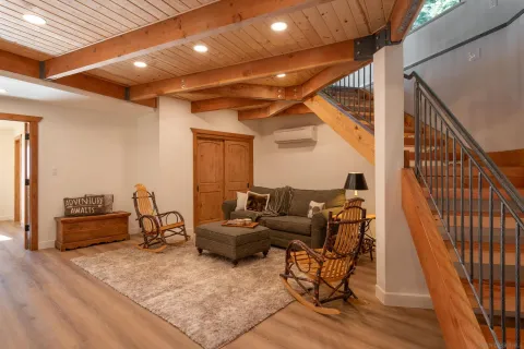 a living room with furniture
