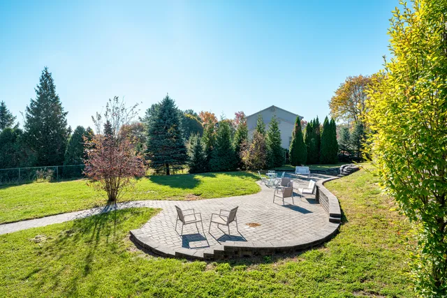 a view of a playground with a slide