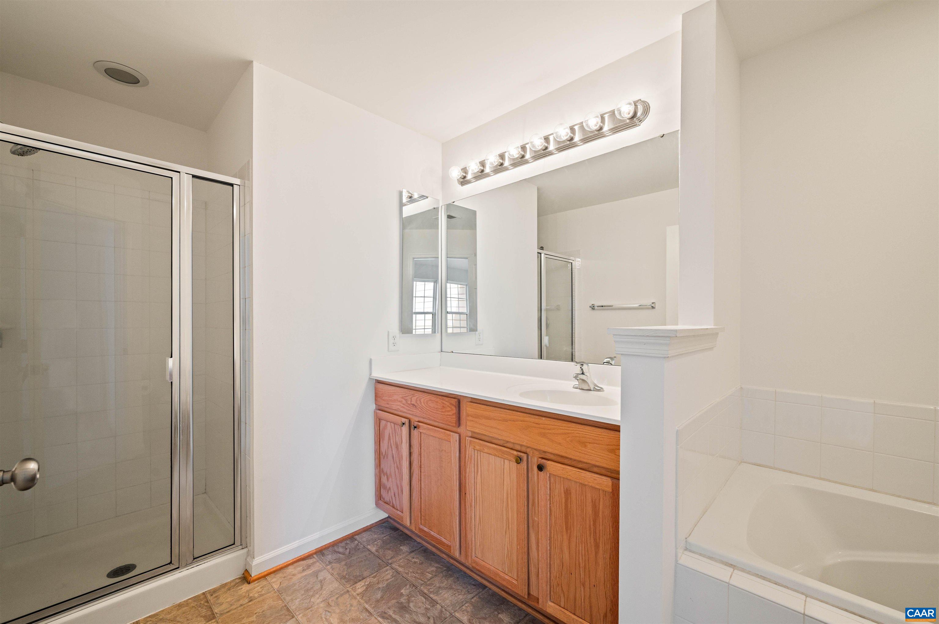 709 Rainier Road Charlottesville, VA 22903 - Photo 36 of 53 a bathroom with a sink a mirror and a shower