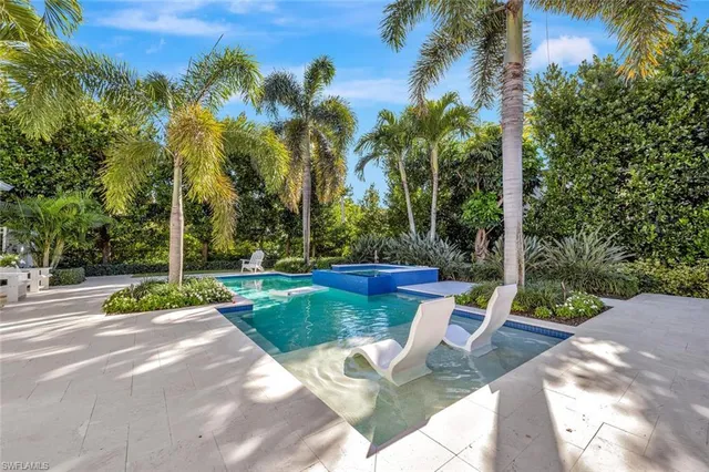 a view of a garden with a slide