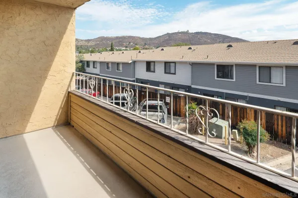 a balcony with city view