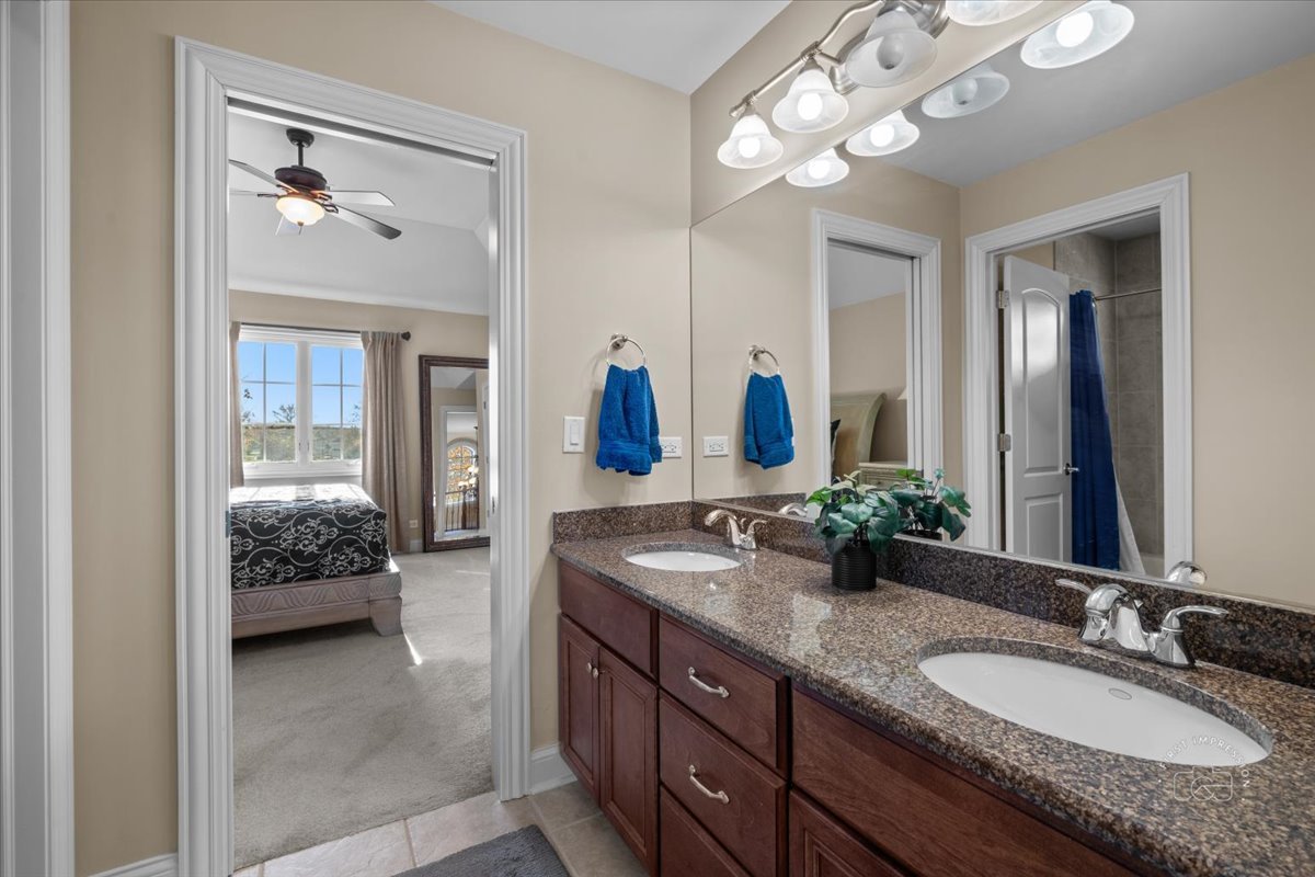 958 West Bauer Road Naperville, IL 60563 - Photo 45 of 57 a en suite bathroom with a granite countertop sink and a mirror
