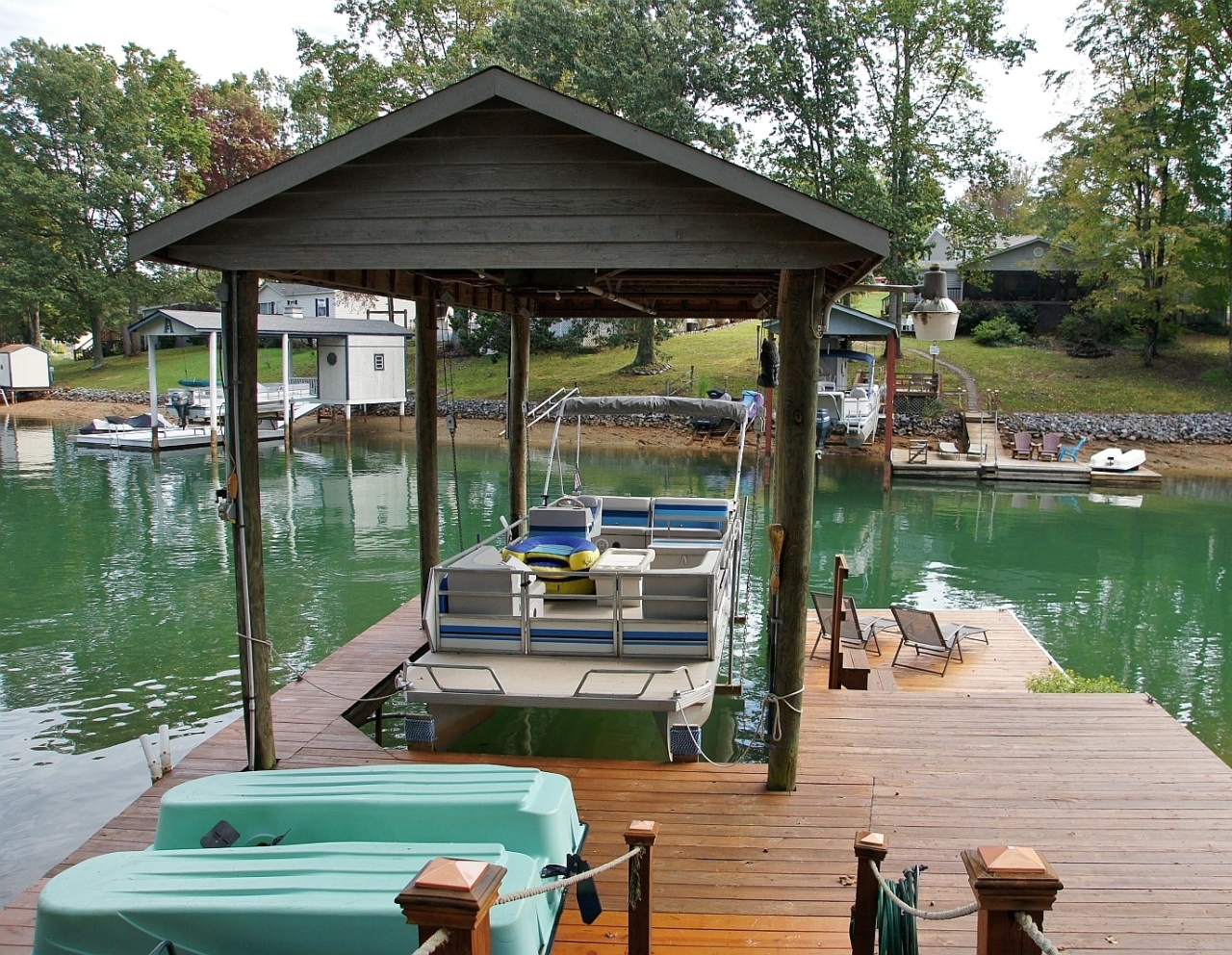 180 Cove Road Penhook, VA 24137 - Photo 18 of 33 a view of a lake from a balcony