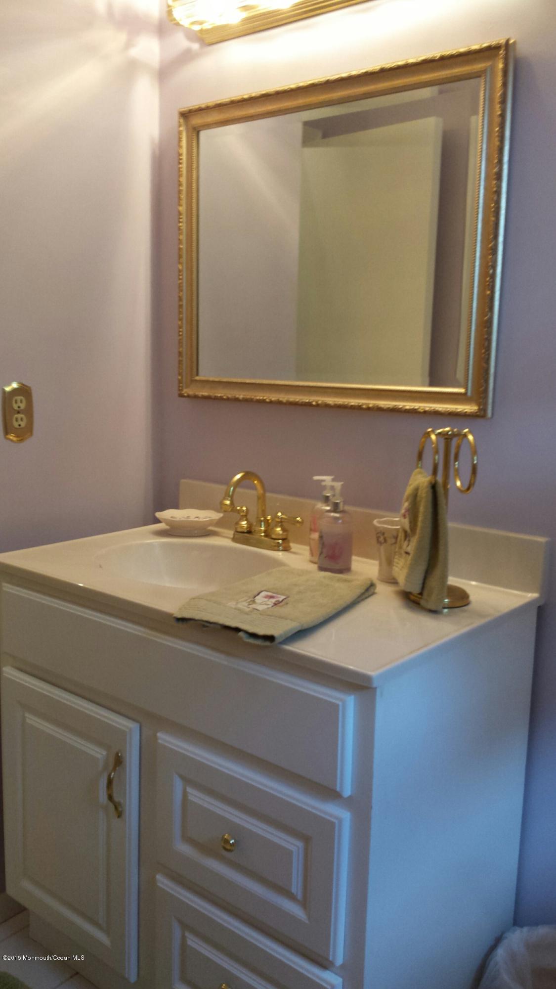 6 Buxton Road Jackson, NJ 08527 - Photo 31 of 41 a bathroom with a granite countertop sink and a mirror
