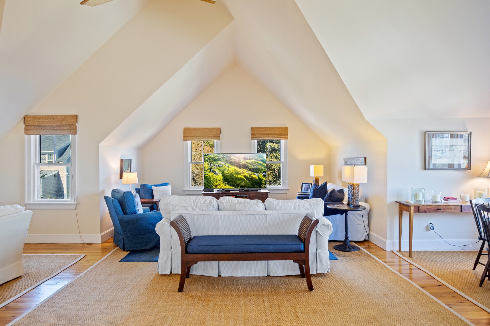 3 Chatham Road Nantucket, MA 02554 - Photo 9 of 37 a living room with furniture and a flat screen tv