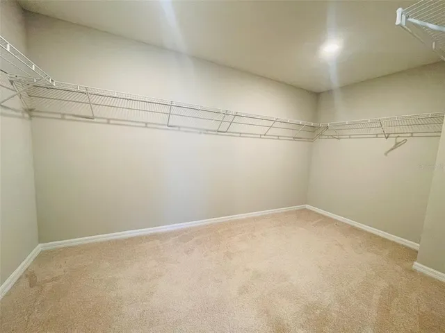 a view of a room with racks on the wall