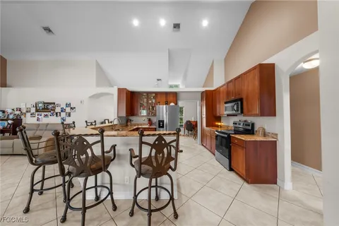a view of a dining area with furniture