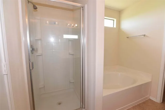 a bathroom with a bathtub
