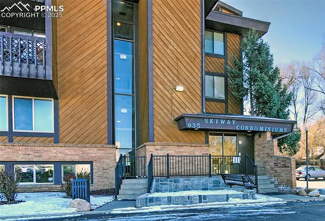 a view of a building with stairs
