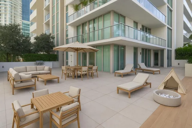 a view of a lake with a city